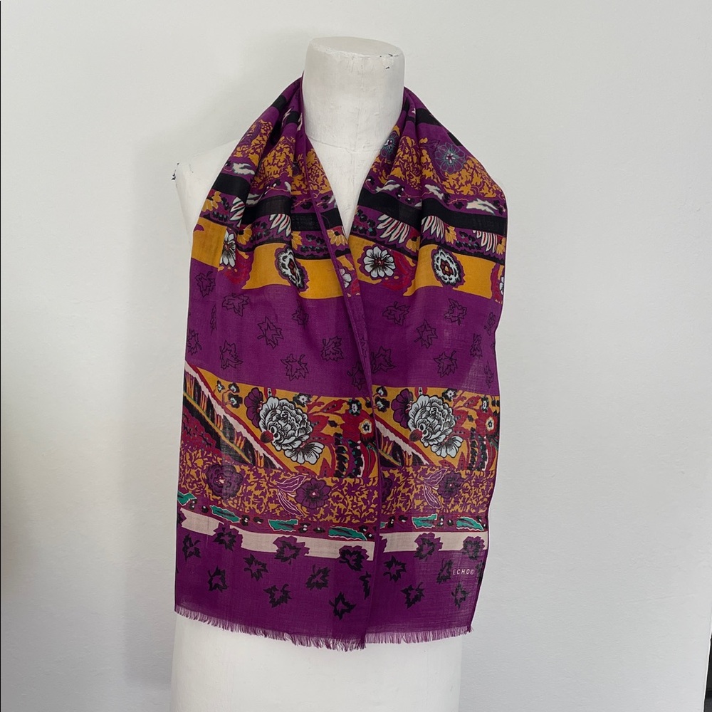 ECHO Purple and Yellow Floral Scarf